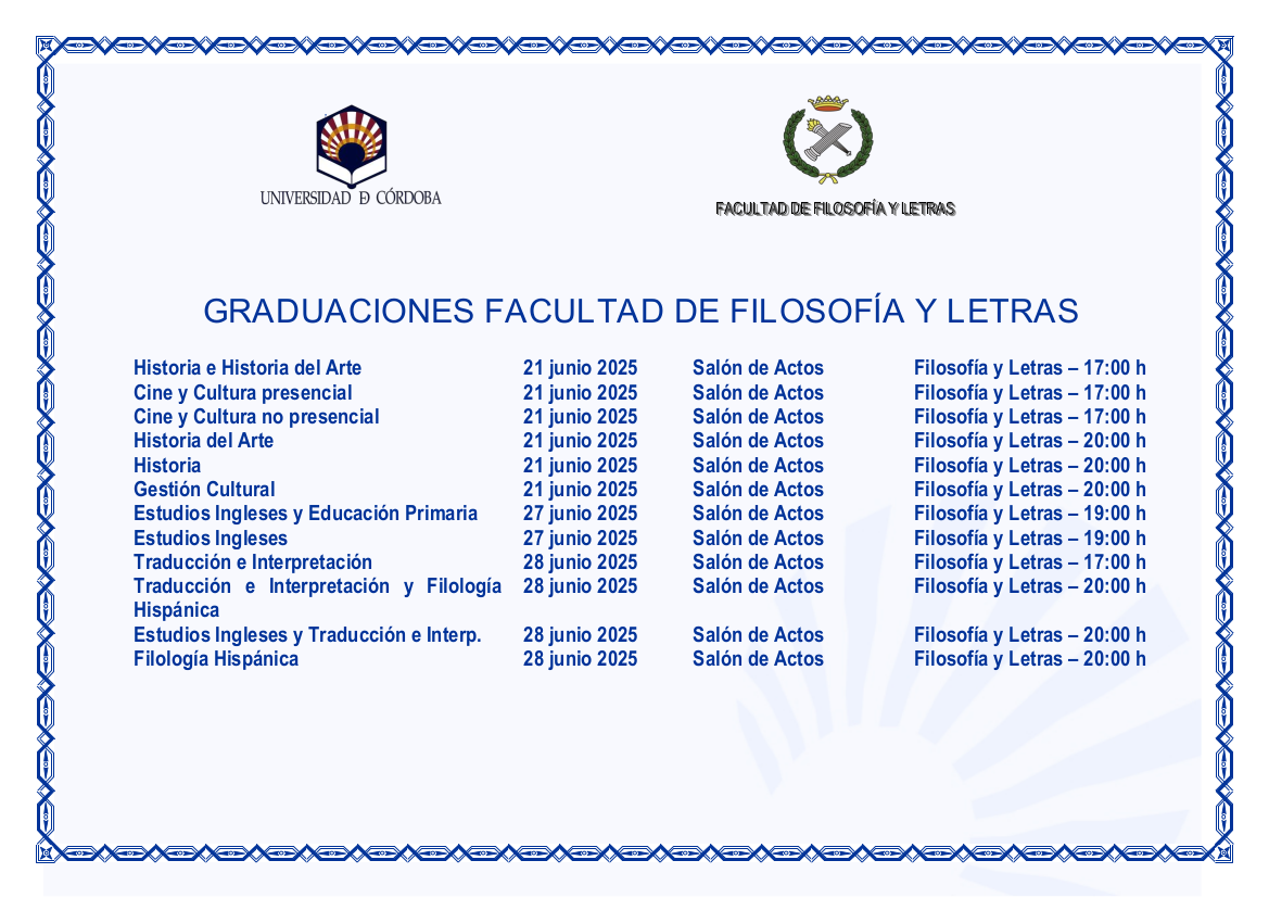 Calendario graduaciones 2025 modificado