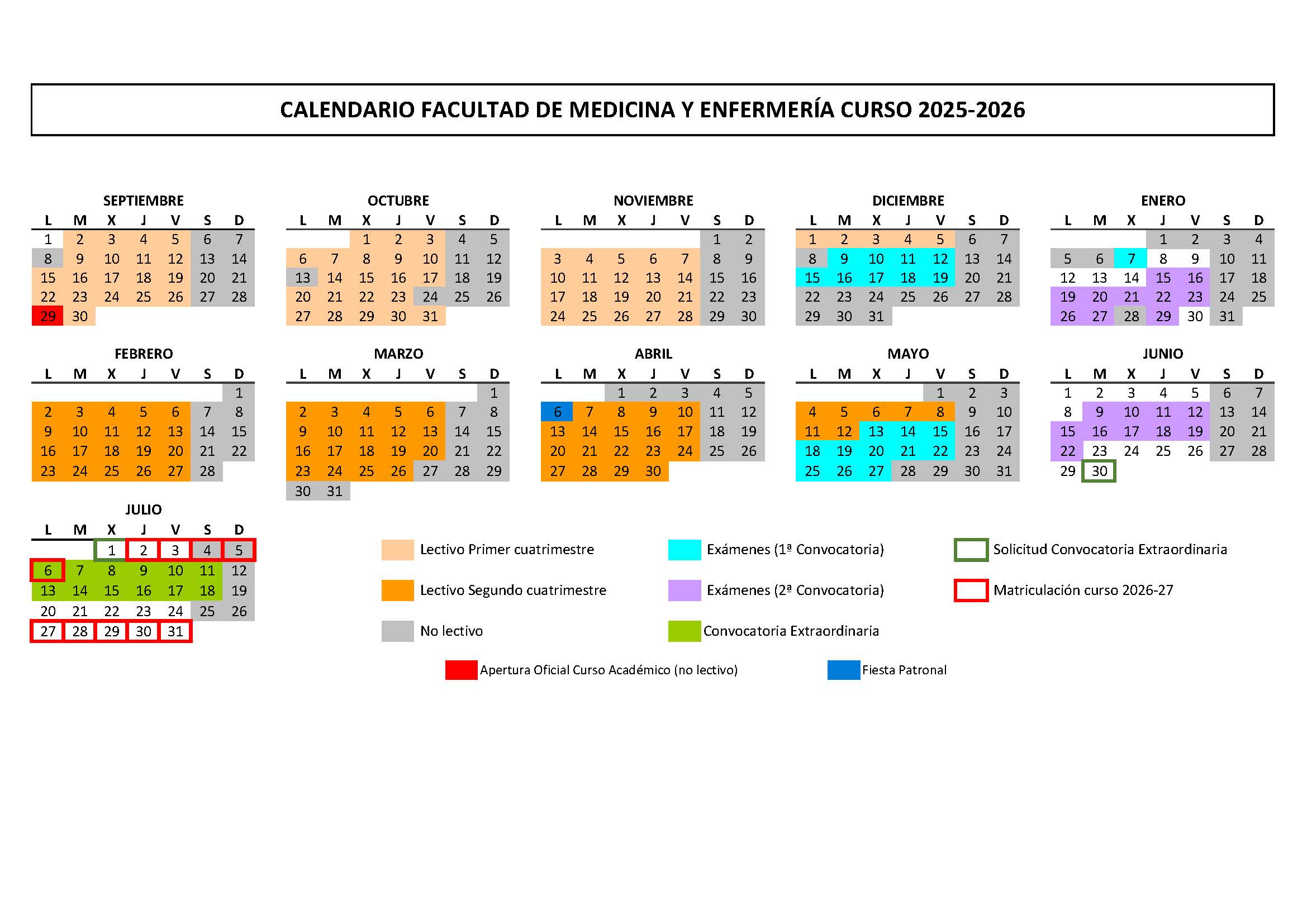 calendario acad facultad 25 26