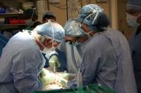 Varios mdicos realizan un trasplante en una imagen de archivo