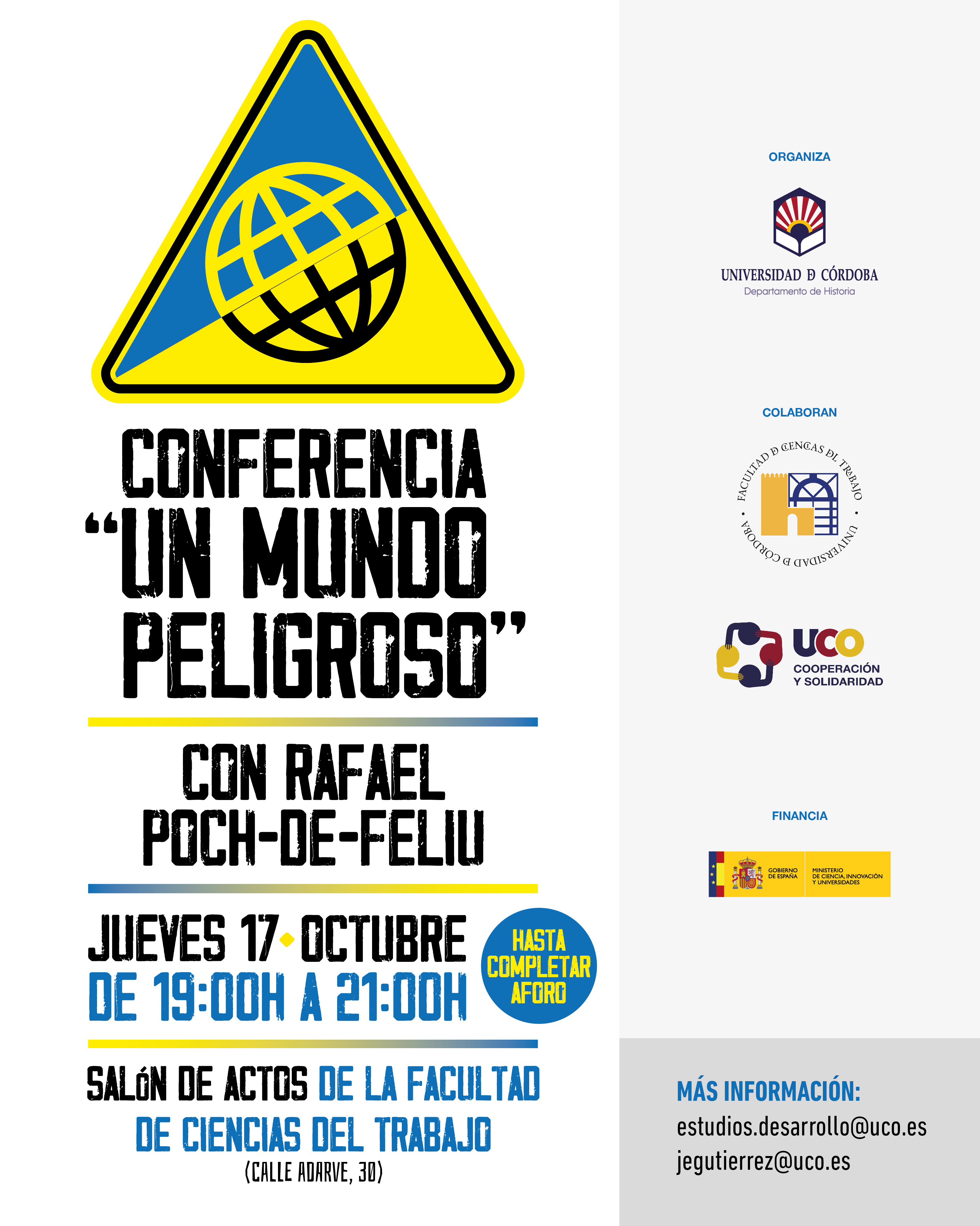 CARTEL CONFERENCIA UN MUNDO PELIGROSO RRSS